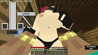 3D animated goth beauty gets wild on top in Minecraft-themed porn