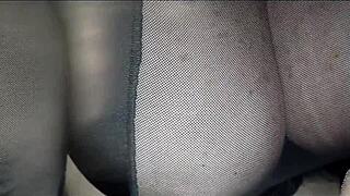 Big tits in black leotard