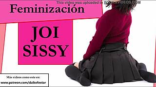 Joi sissy in mini skirt and condom: A European strap-on adventure