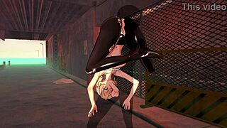 Beautiful anime women with big breast and butts have sex in 3D environment