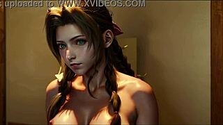 Aerith from Final Fantasy VII in animated hentai