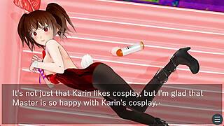 Karin in a school blazer, anime porn with an academic theme