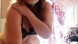 The nude beauty of a mature woman with lotion on her skin