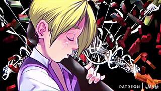 Karl and Makoto in a steamy Blaz Blue anime sex scene in 1080p