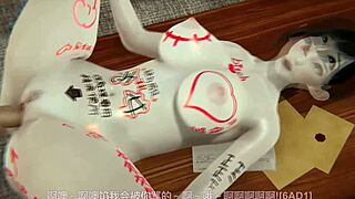 A young and beautiful woman in a 3D animated porn video
