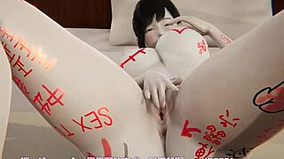 A young and beautiful woman in a 3D animated porn video