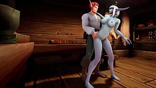 Beautiful night elf gets fucked in kitchen parody