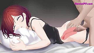 Redhead in 3D animated porn in doggy style position