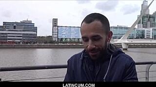 Muscular Latino gets paid for gay sex with big cock