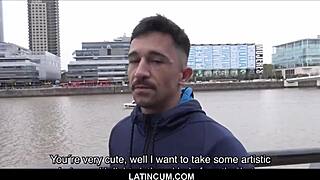 Muscular Latino gets paid for gay sex with big cock