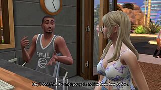 Shaved pussy teen gets creampied by friend in The Sims