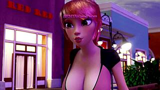 Beautiful woman in red in hot 3D animated porn film