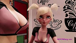 Beautiful woman in red in hot 3D animated porn film