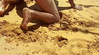 Public beach fun with hot shemale Ladysilva and more