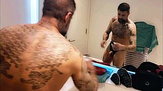 Dirty gets horny in the bathroom and uses a gaydildo
