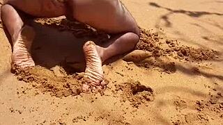 Public beach fun with hot shemale Ladysilva and more