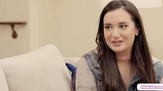 Stepteen and her girlfriend get kissed and licked by the stepmother