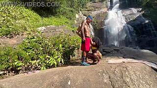 Taking Pretinha to the waterfall for some fun and intimacy