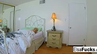 Elsa Jean has a nude sleepover with a guy who gives her a facial and a creampie