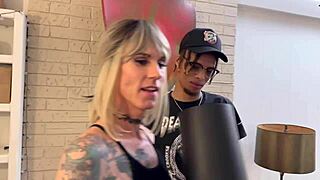Ts Ria Bentley slams a fierce home workout with Caramel God’s massive tool