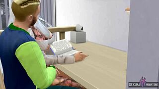 Teacher fingers and licks student in private animated class