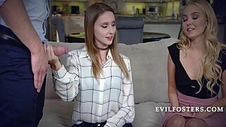 Taboo teen fluffs her stepmom and dad's wild sex sessions