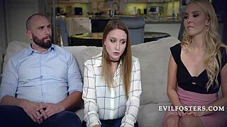 Taboo teen fluffs her stepmom and dad's wild sex sessions