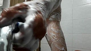 Amateur with a big dick shows off his smooth body in public