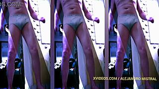 Gay amateur Alejandro Mistral shows off his big cock