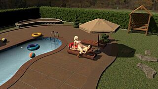 Beautiful anime Princess Zelda has a bareback poolside romp