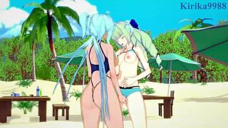 3D animated Symphogear hentai with futanari and lesbian sex