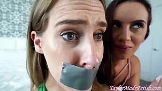 Lesbians Cadence and Ashlynn in fetish sex video