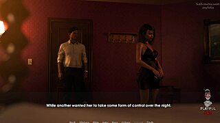 A brunette enjoys a night of pleasure while playing an adult video game