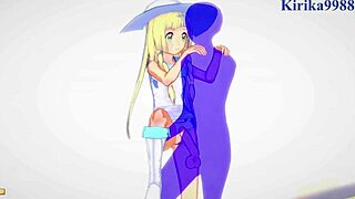 Beautiful anime babes Lillie and Jessie Musashi in hot erotic scene