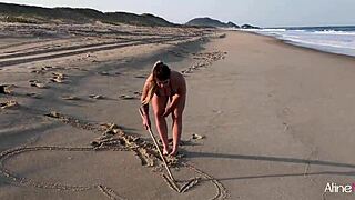 A young blonde anime fan enjoys a wild beach experience