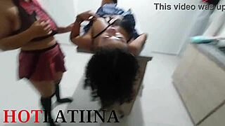 A hot threesome with my roommate’s boyfriend in the kitchen