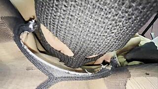 Close up cunnilingus in wet pantyhose leads to orgasm