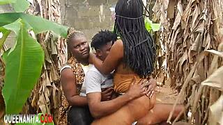 Hardcore country threesome with big cock and wet action