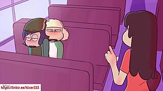 Animated hentai with lesbian and futanari action on the bus
