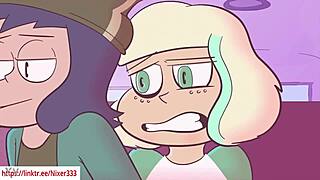 Animated hentai with lesbian and futanari action on the bus