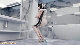 3D animated anime with nude dancing and shaking sounds