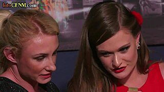 British amateur wives in sexy outfits give blow jobs and hand jobs in a femdom Cfnm scene
