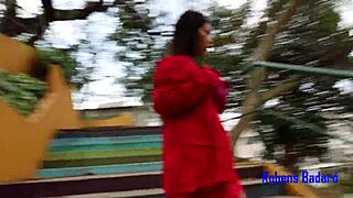 Young and innocent looking Latino beauty gets naughty outdoors