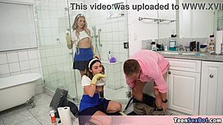 Small boobed stepdaughters get off on free pussy worship