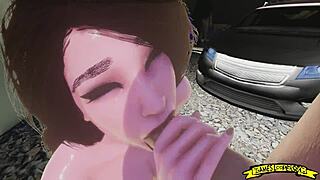 Big cock gets serviced in the parking lot in this anime porn