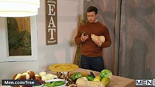 Gay friends give thanks with rough anal sex party