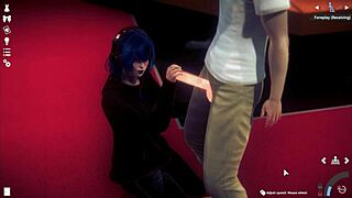 Playing a new video game with a sexy character