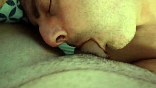 Gay facial and deep throat action