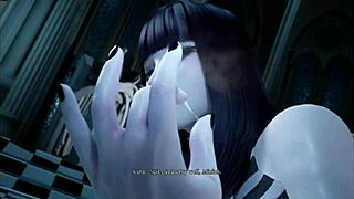Femdom and handjob action in the Gothic-themed Kuros room