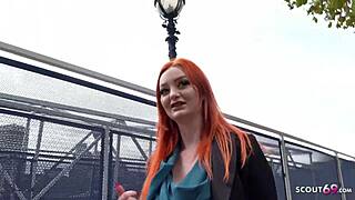 German redhead MILF seduces with big ass and tits outdoors